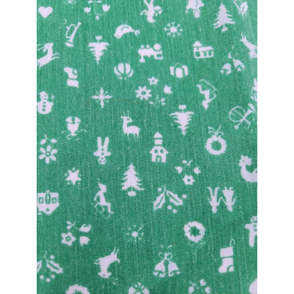 Set Of 6 Vintage Christmas Cloth Napkins Green White Handmade - Picture 3 of 5